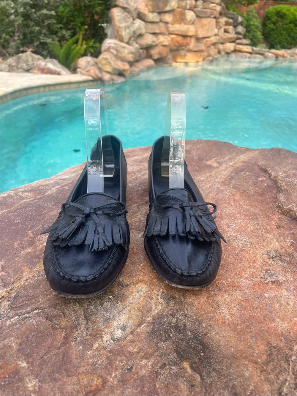 Cole Haan Navy Leather Tassel Kiltie Loafers